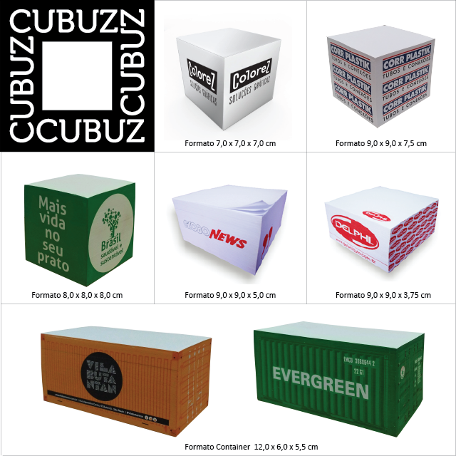 Cubuz - blocos de anotacoes com impressao na lateral, blocos personalizados